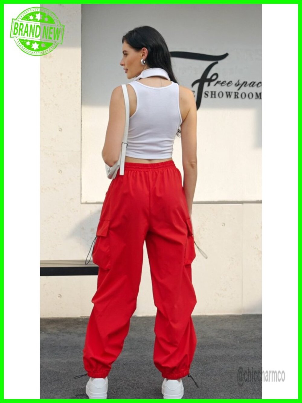 Baggy Loose Cargo Pants Drawstring Waist Joggers Long Trousers - Picture 7 of 7